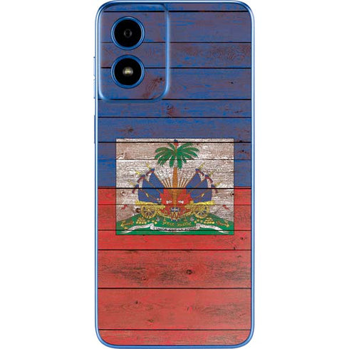 Haiti Flag Dark Wood Moto G Play 4G (2024) Skin