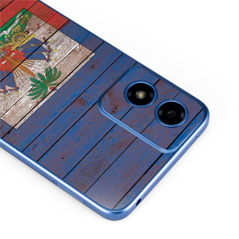 Haiti Flag Dark Wood Moto G Play 4G (2024) Skin