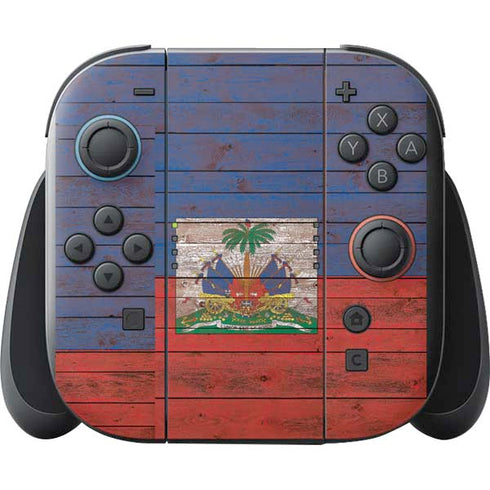 Haiti Flag Dark Wood Nintendo Switch 2 (2025) with Joy-Con Skin