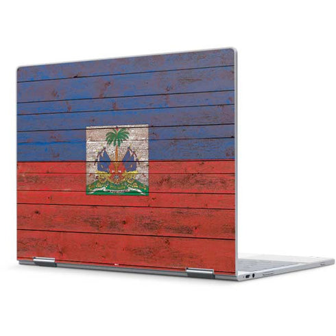 Haiti Flag Dark Wood Pixelbook Skin