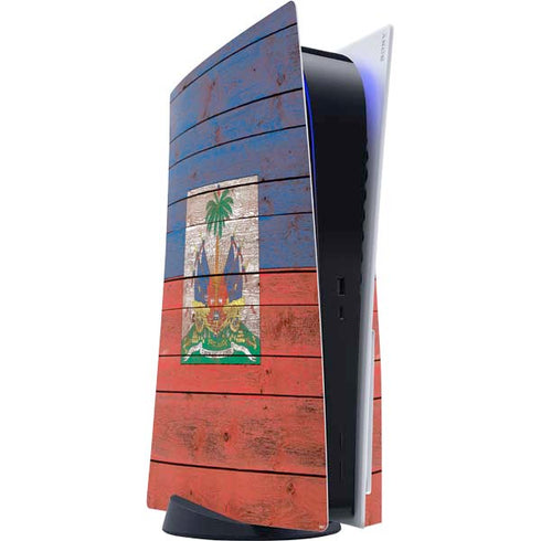 Haiti Flag Dark Wood PlayStation PS5 Skins