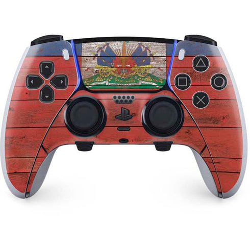 Haiti Flag Dark Wood PlayStation PS5 Skins
