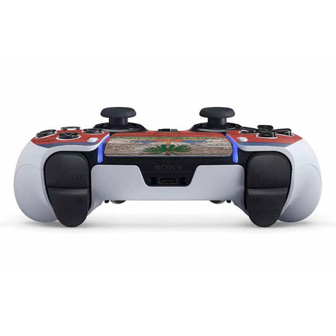Haiti Flag Dark Wood PS5 DualSense Edge Pro Controller Skin