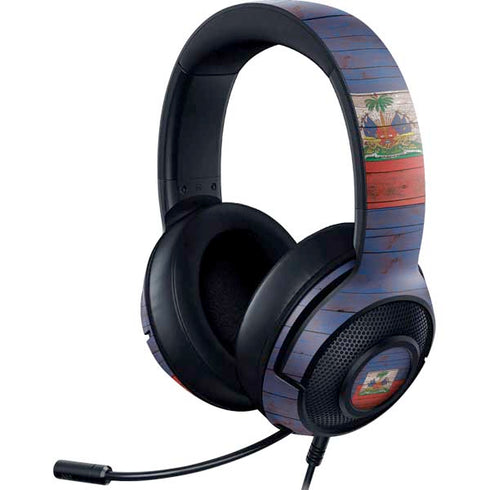 Haiti Flag Dark Wood Razer Kraken X Skin