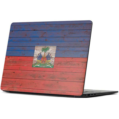 Haiti Flag Dark Wood Surface Laptop 7 13.8in Skin