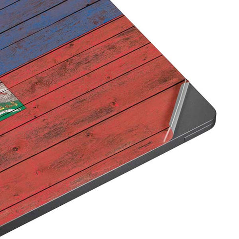 Haiti Flag Dark Wood Surface Laptop 7 15in Skin