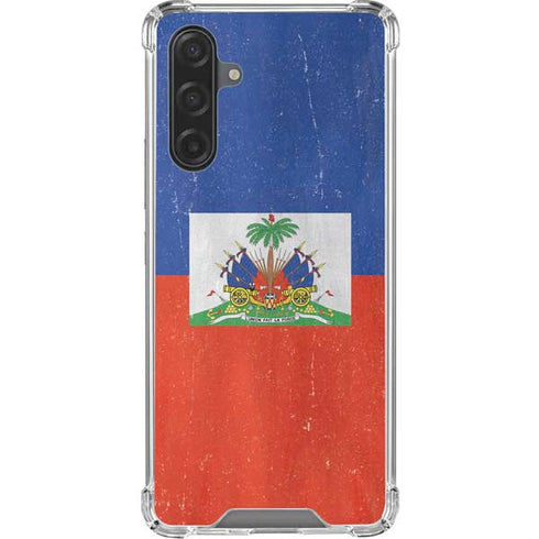 Haiti Flag Distressed Galaxy A17 Clear Case