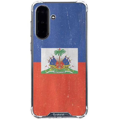 Haiti Flag Distressed Galaxy A36 5G Clear Case