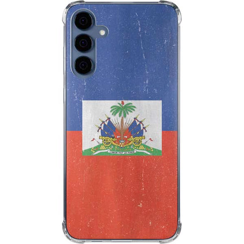 Haiti Flag Distressed Galaxy A55 5G Clear Case