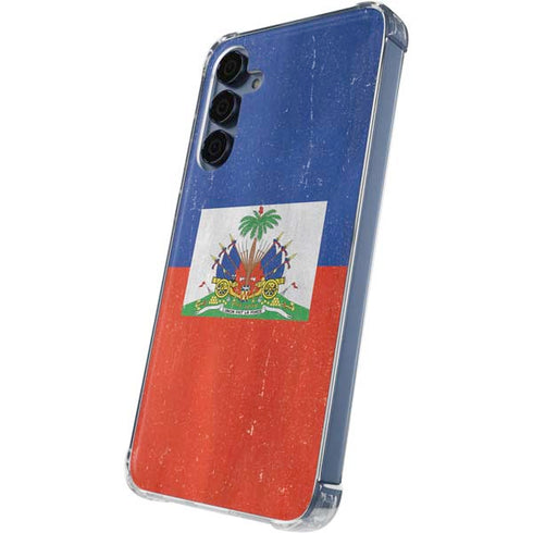 Haiti Flag Distressed Galaxy A55 5G Clear Case