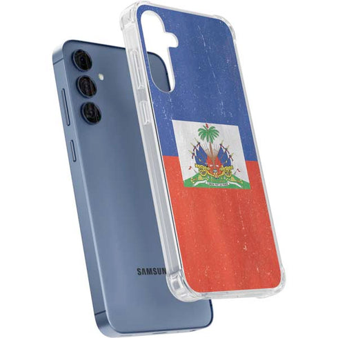 Haiti Flag Distressed Galaxy A55 5G Clear Case