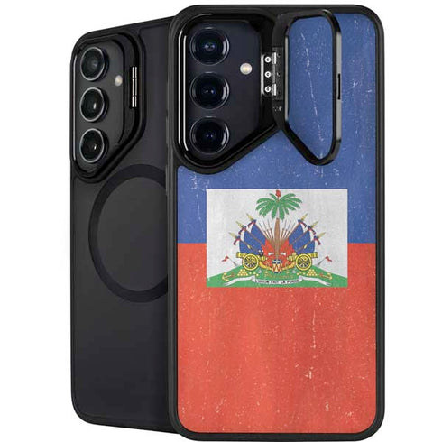 Haiti Flag Distressed Galaxy S25 Kickstand Case