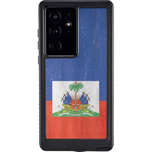 Haiti Flag Distressed Galaxy S24 Ultra Waterproof Case