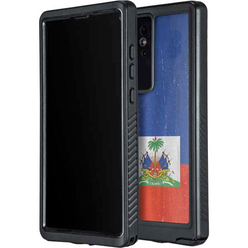 Haiti Flag Distressed Galaxy S24 Ultra Waterproof Case