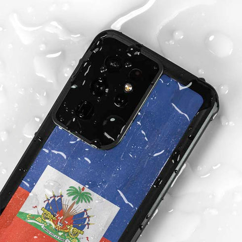 Haiti Flag Distressed Galaxy S24 Ultra Waterproof Case