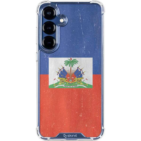 Haiti Flag Distressed Galaxy S25 Clear Case