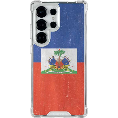 Haiti Flag Distressed Galaxy S25 Ultra Clear Case