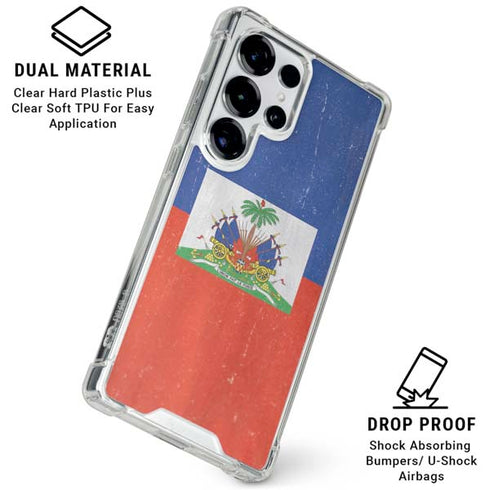 Haiti Flag Distressed Galaxy S25 Ultra Clear Case