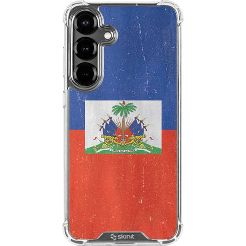 Haiti Flag Distressed Galaxy S26 Clear Case