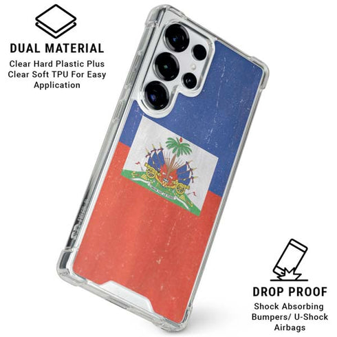 Haiti Flag Distressed Galaxy S26 Ultra Clear Case