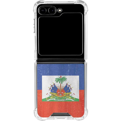 Haiti Flag Distressed Galaxy Z Flip6 Clear Case