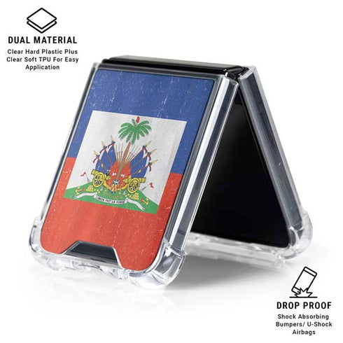 Haiti Flag Distressed Galaxy Z Flip6 Clear Case