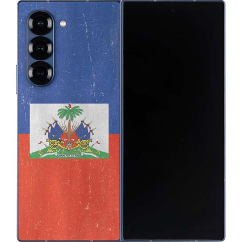 Haiti Flag Distressed Galaxy Z Fold6 Skin