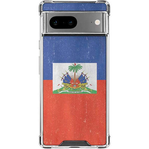 Haiti Flag Distressed Google Pixel 8a Clear Case