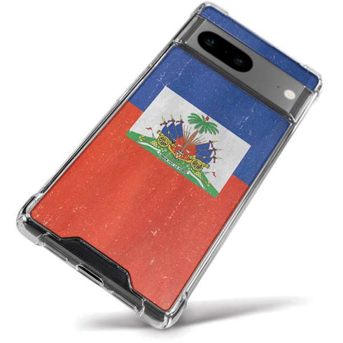 Haiti Flag Distressed Google Pixel 8a Clear Case