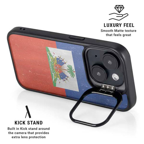 Haiti Flag Distressed iPhone 13 Kickstand Case