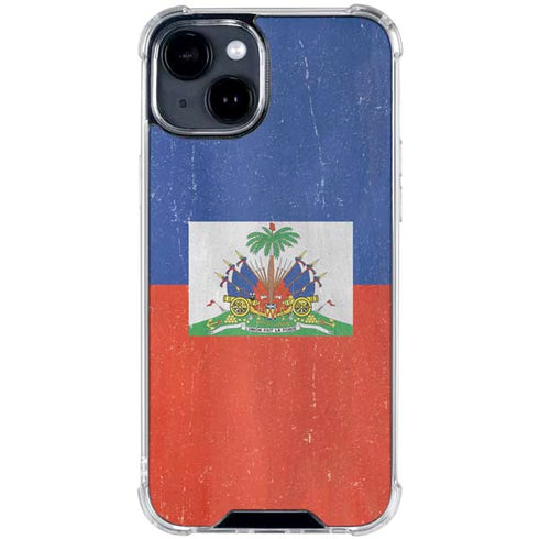 Haiti Flag Distressed iPhone 15 Clear Case