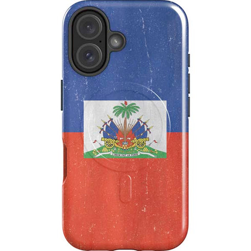 Haiti Flag Distressed iPhone 16 Plus Magsafe Impact Case