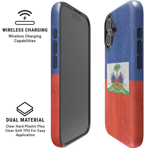 Haiti Flag Distressed iPhone 16 Plus Magsafe Impact Case