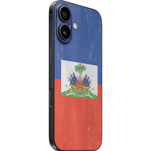 Haiti Flag Distressed iPhone 16 Plus Skin