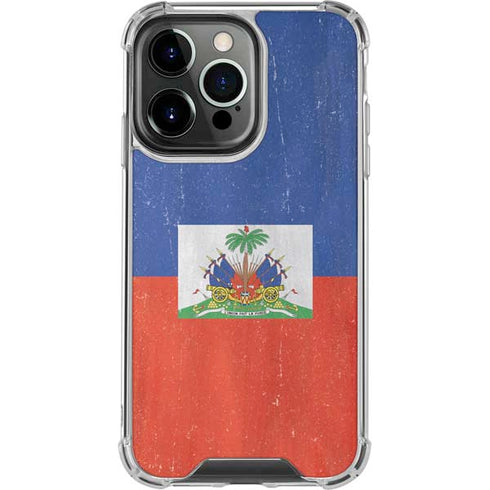 Haiti Flag Distressed iPhone 16 Pro Clear Case