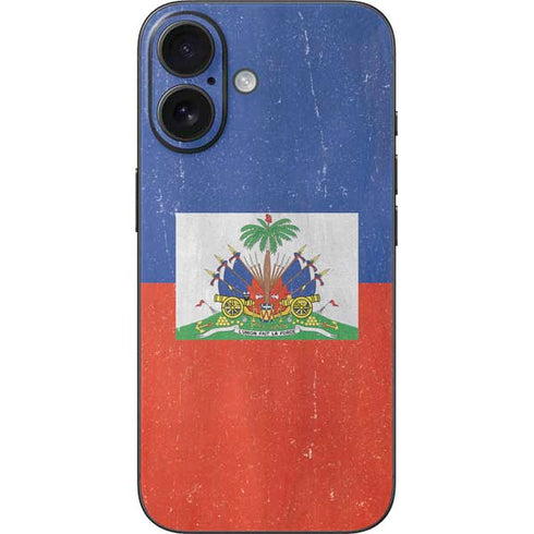 Haiti Flag Distressed iPhone 16 Skin