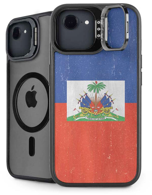 Haiti Flag Distressed iPhone 16e Kickstand Case