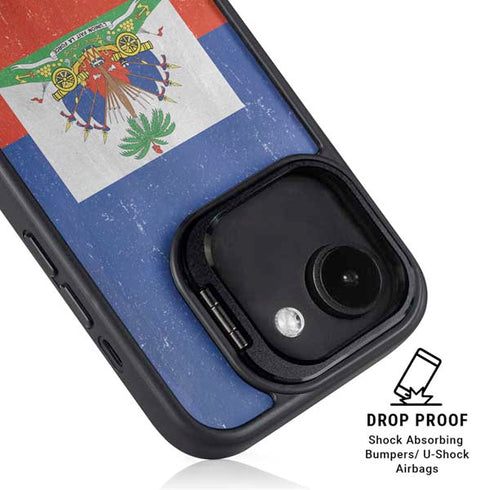 Haiti Flag Distressed iPhone 16e Kickstand Case
