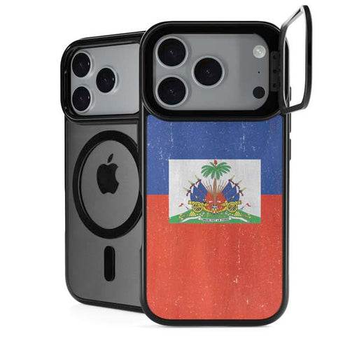 Haiti Flag Distressed iPhone 18 Pro Kickstand Case
