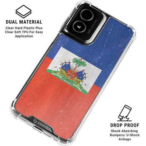 Haiti Flag Distressed Moto G Power 5G (2024) Clear Case