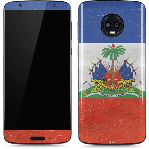 Haiti Flag Distressed Moto G6 Skin