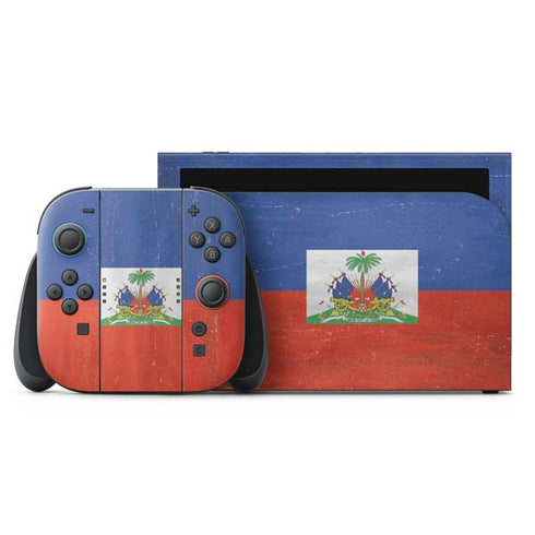 Haiti Flag Distressed Nintendo Skins