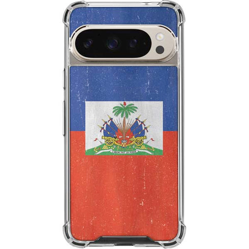 Haiti Flag Distressed Pixel 9 Pro XL Clear Case