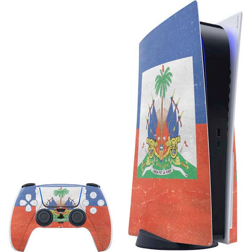 Haiti Flag Distressed PlayStation PS5 Skins