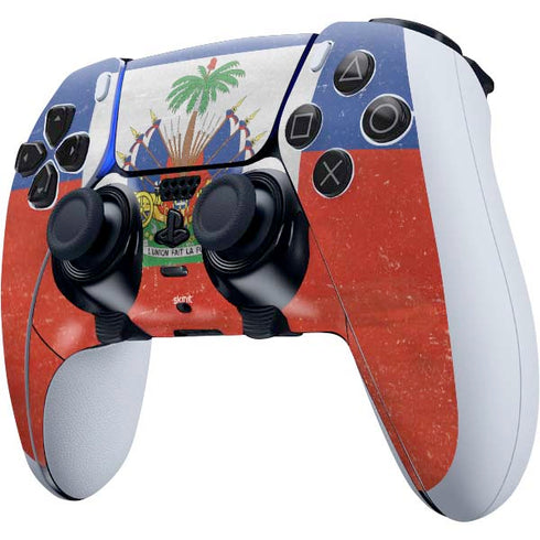 Haiti Flag Distressed PS5 DualSense Edge Pro Controller Skin