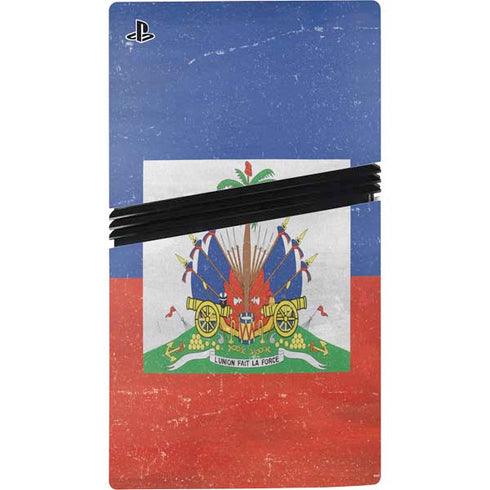 Haiti Flag Distressed PS5 Pro Bundle Skin