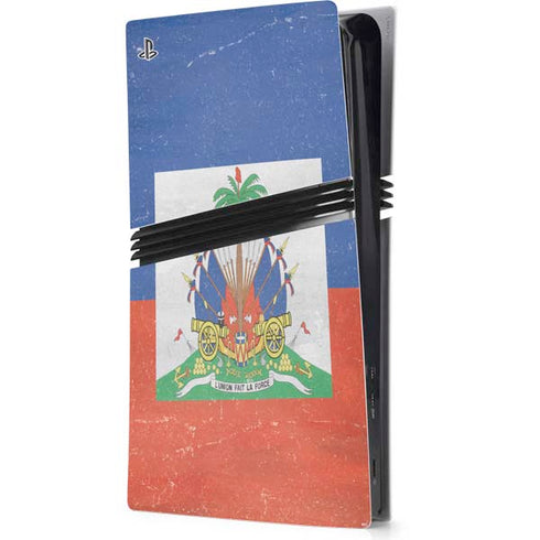 Haiti Flag Distressed PS5 Pro Console Skin