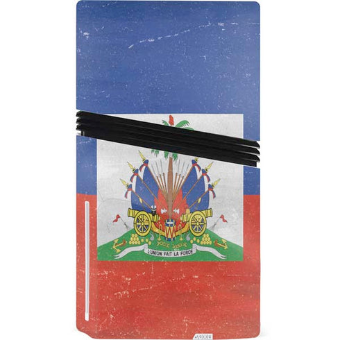 Haiti Flag Distressed PS5 Pro Disk Bundle Skin