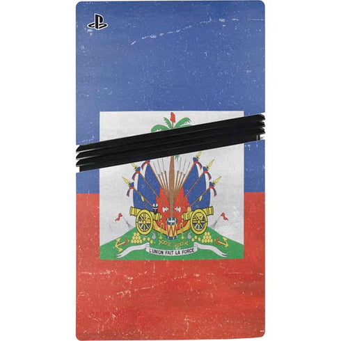 Haiti Flag Distressed PS5 Pro Disk Console Skin