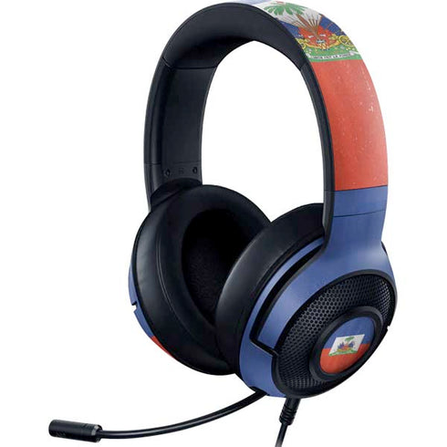 Haiti Flag Distressed Razer Kraken X Skin